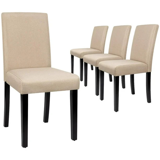 Walnew Set of 4 Modern Upholstered Dining Chairs with Wood Legs, Beige Fabric - Walmart.com | Walmart (US)