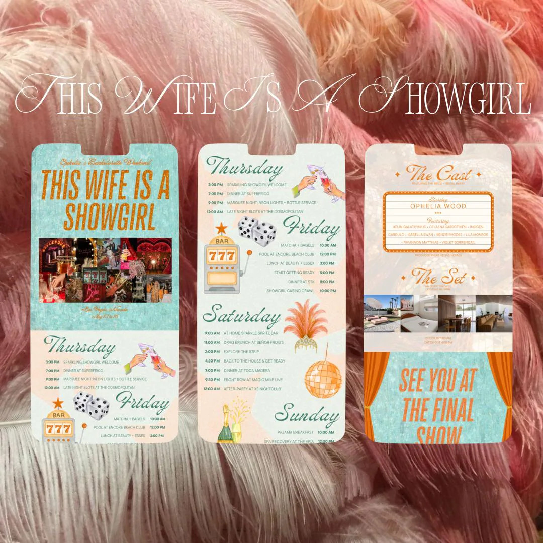 This Wife is a Showgirl Las Vegas Bachelorette Itinerary | Editable Digital File Canva Template | Etsy (US)