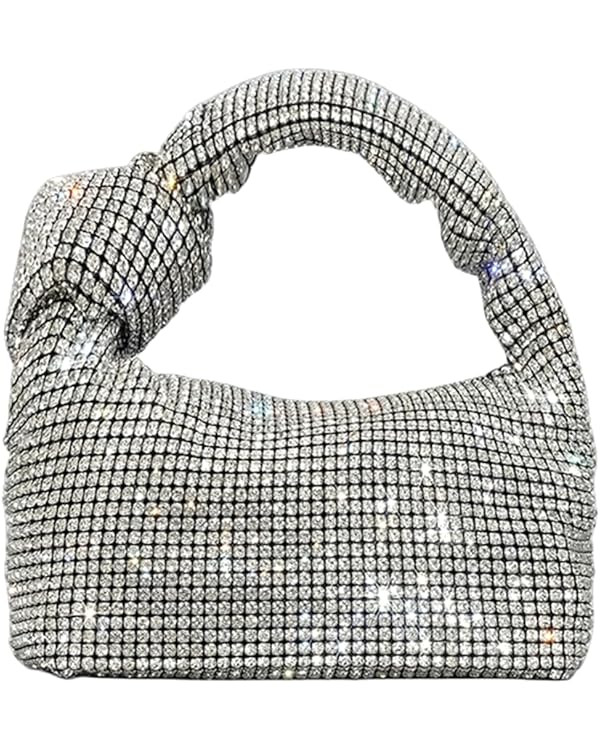 UMREN Bling Full Glitter Knotted Handbag for Women Crystal Rhinestone Hobo Dumpling Bag Diamond E... | Amazon (US)