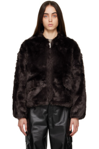 Proenza Schouler - Brown Cropped Faux-Fur Jacket | SSENSE