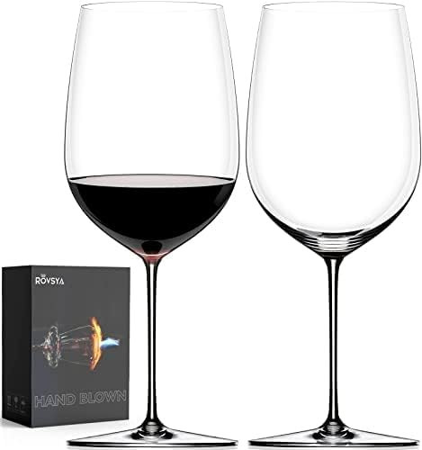 Red Wine Glasses Set of 2, Hand Blown Giant Wine Glasses - 36.5 oz, Oversized Full Bottle Crystal Wine Glasses, Large Cabernet Sauvignon Wine Glasses - Light, Clear, Best for Wine tasting, Restaurant | Amazon (US)