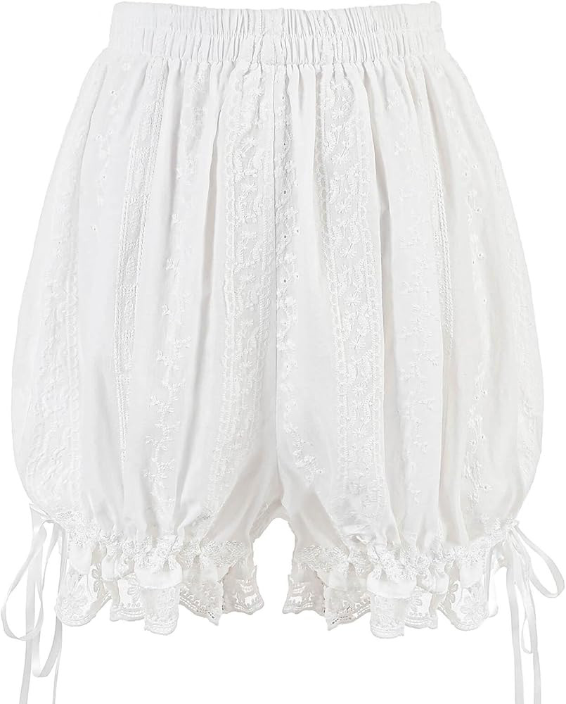 Nuoqi Womens Lolita Bloomers Maid Ruffle Pumpkin Pants Shorts | Amazon (US)