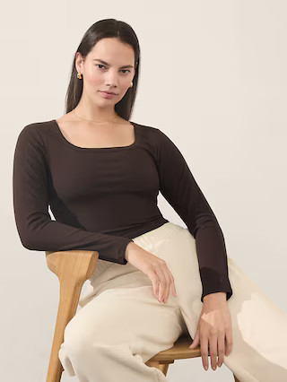 Signature Rib Square Neck Top | Athleta