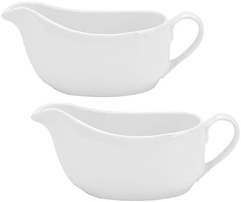 Yesland 2 Pcs 15 oz Gravy Boat, Ceramic White Easy-Pour Gravy Boat for Dining, Holiday Meals & Parti | Amazon (US)