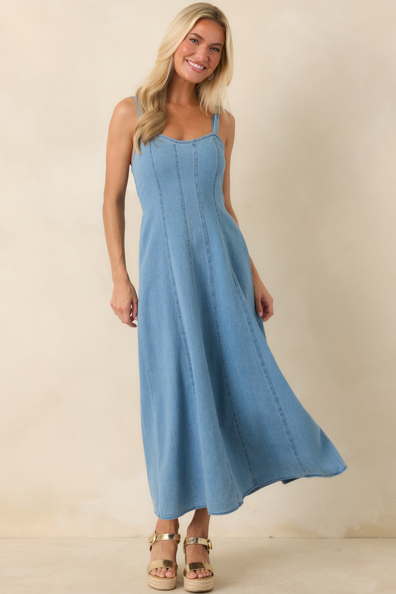 Z Supply Leonora Classic Indigo Denim Midi Dress | Red Dress