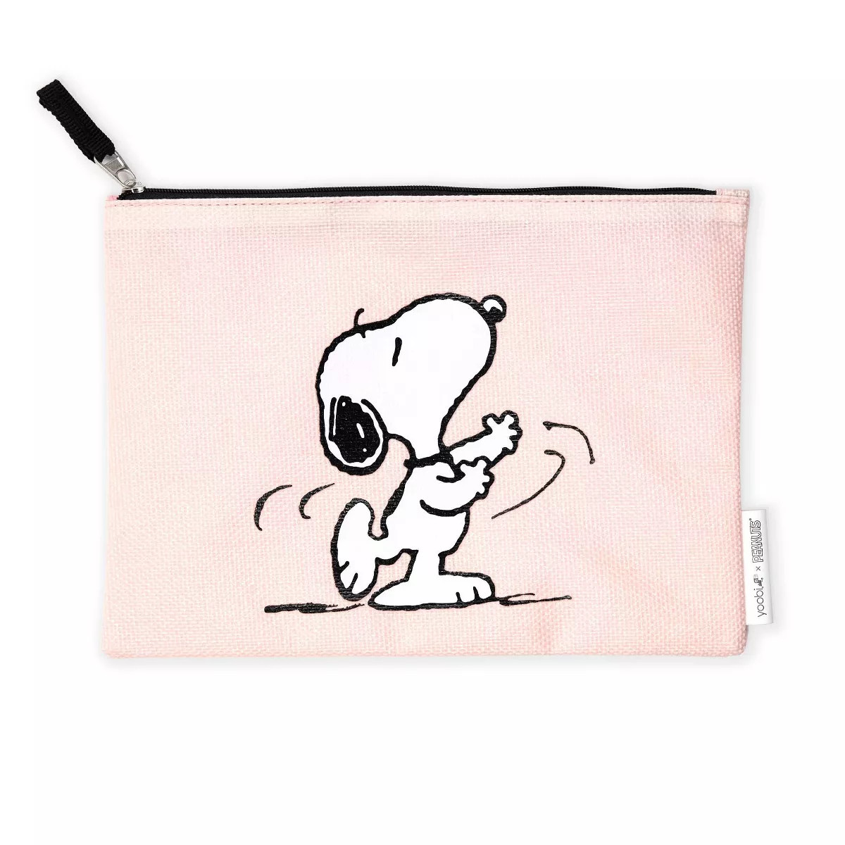 Yoobi Peanuts Single Zip Pencil Pouch Pink Snoopy Dance | Target