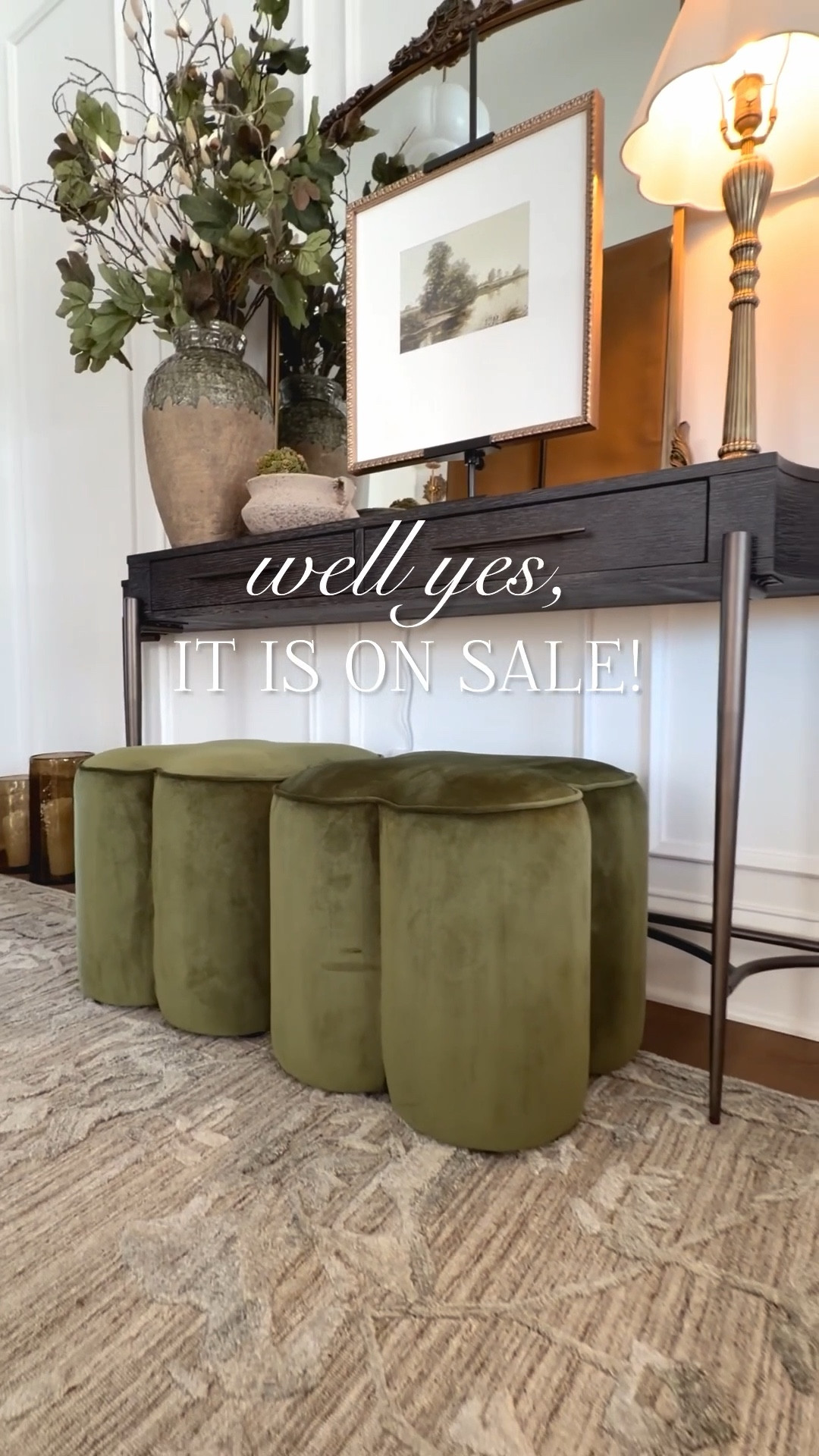 I love when it’s ALL on sale! Most everything in my foyer is currently on sale — vases, fig stems, ottoman stools, rug, mirror, easel, large art and sconce light. And I found my console at half the price that I paid!

#LTKHome #LTKSaleAlert #LTKSeasonal