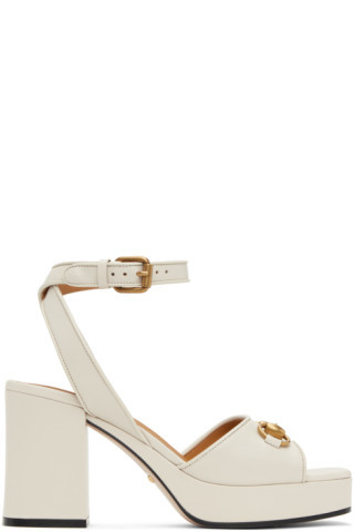 White Horsebit Heeled Sandals | SSENSE
