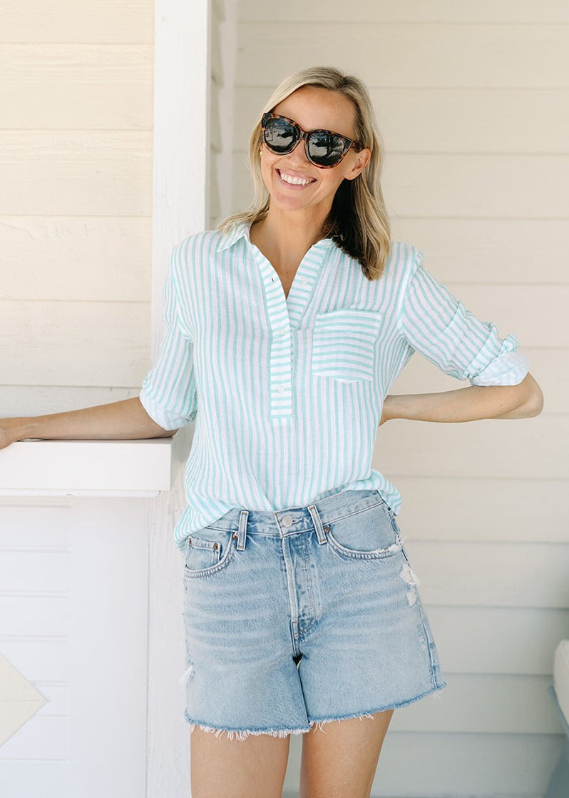 The Cotton Gauze Cloud Top - Striped | Alice Walk