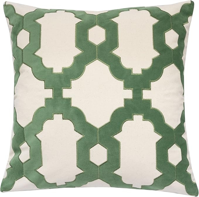 Homey Cozy Applique Green Cotton Canvas Throw Pillow Cover,Spring Green Series Geometric Chain Mo... | Amazon (US)