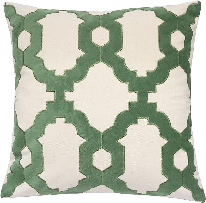 Homey Cozy Applique Green Cotton Canvas Throw Pillow Cover,Spring Green Series Geometric Chain Mo... | Amazon (US)