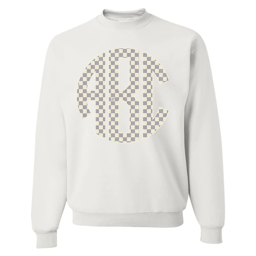 Monogrammed 'Check Pattern' Big Print Crewneck Sweatshirt | United Monograms