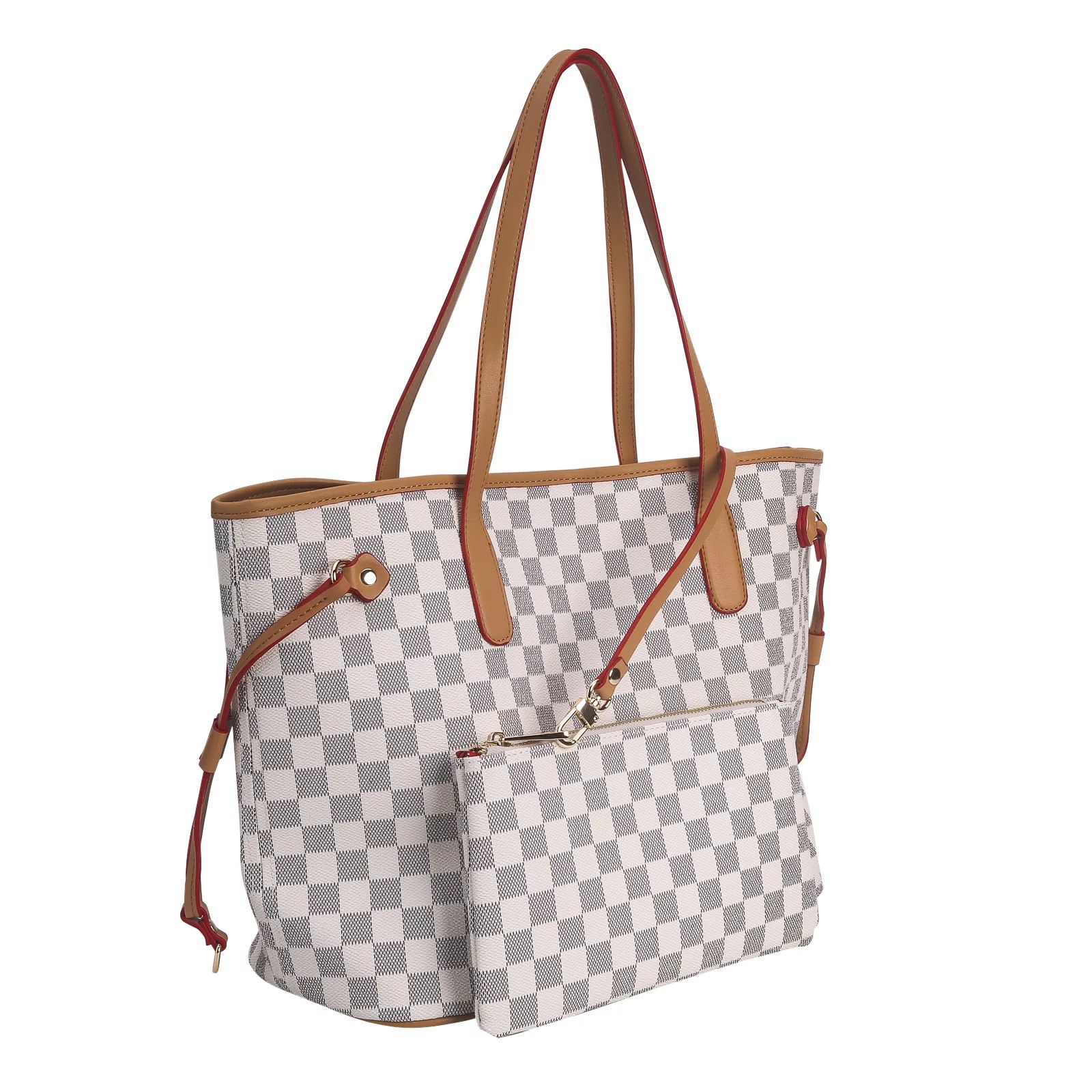 Fashion Womens Checkered Tote Shoulder Bag With Inner Pouch, PVC Leather Checkered Cossbody Bag, ... | Walmart (US)