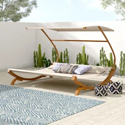 Mistana™ Tillis Double Teak Chaise Lounge with Cushion | Wayfair North America