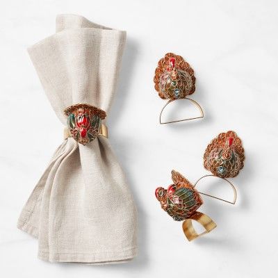 Cloisonne Turkey Napkin Rings, Set of 4 | Williams-Sonoma