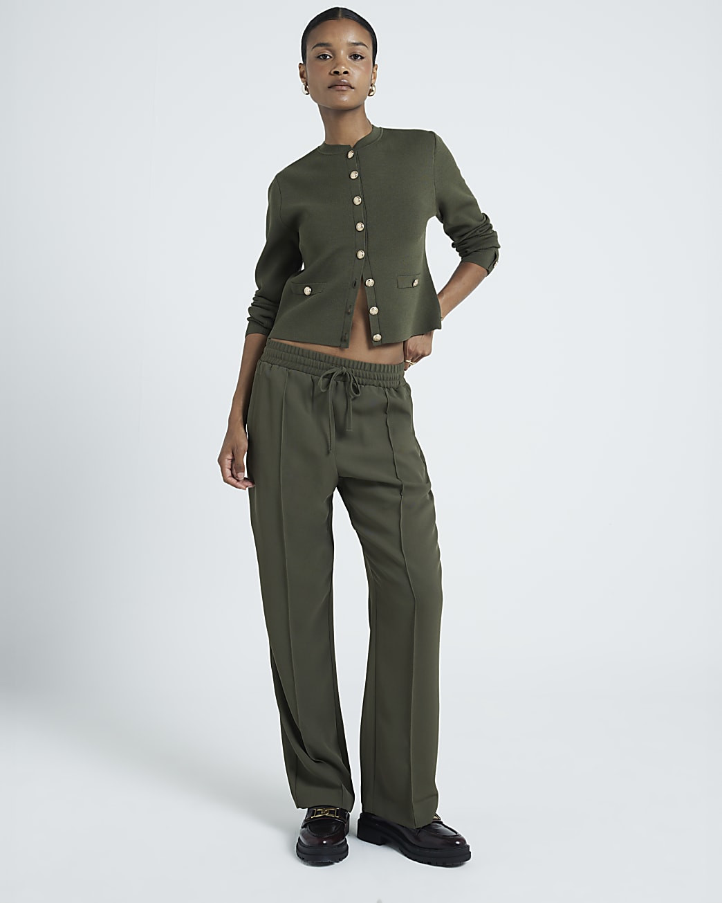 Khaki Tailored Joggers | River Island UK & IE