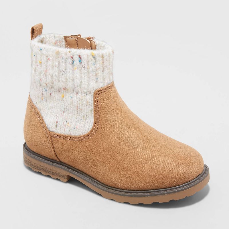 Toddler Girls' Emmaline Zipper Booties - Cat & Jack™ Cognac | Target