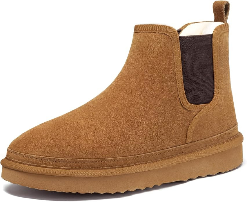 Athlefit Men's Winter Snow Boots for Men Suede Chelsea Boots Casual Warm Anti-Slip Chelsea Boots | Amazon (US)