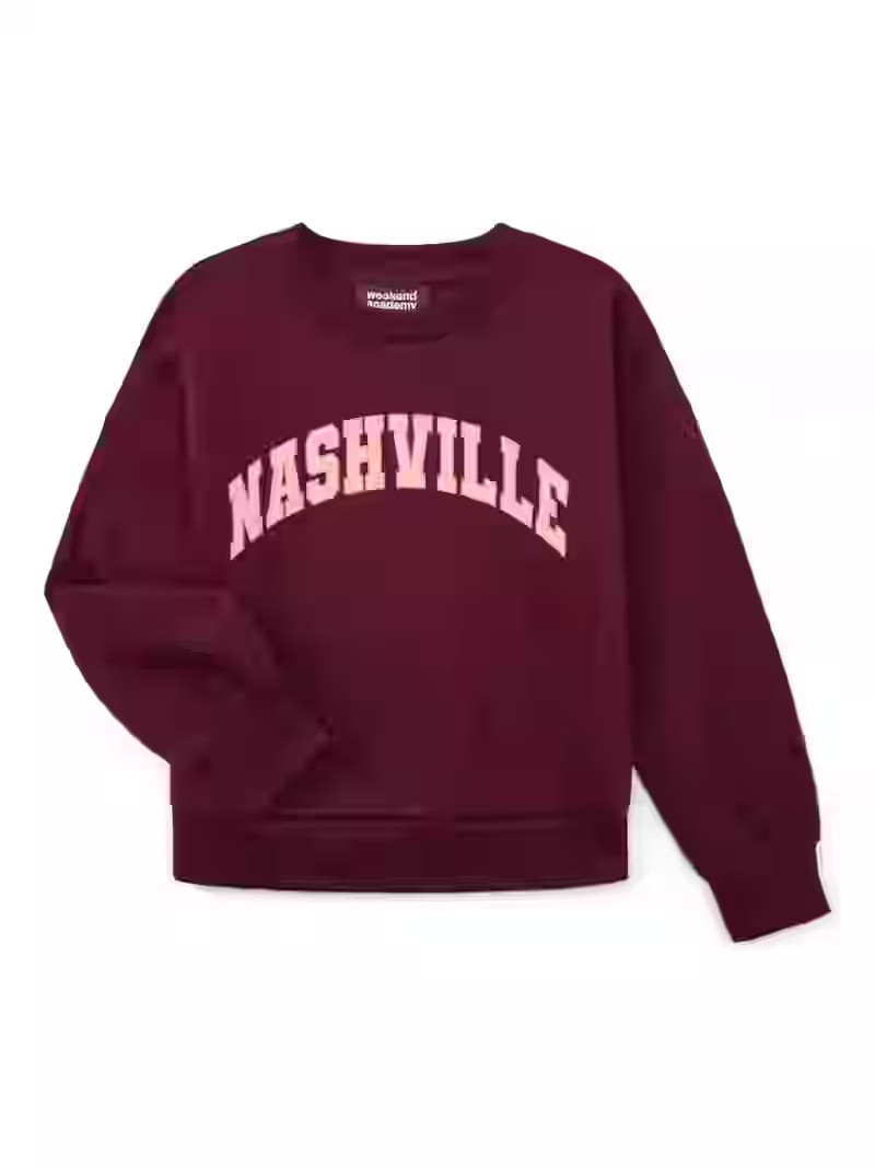 Weekend Academy Girls Long Sleeve Graphic Crewneck Sweatshirt, Sizes 4-18 | Walmart (US)