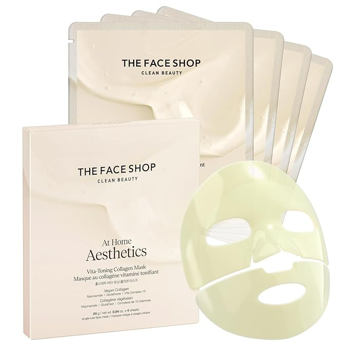 THE FACE SHOP Vita-Toning Vegan Collagen Face Mask, Korean Glass Skin Essential, Hydrogel Mask fo... | Amazon (US)