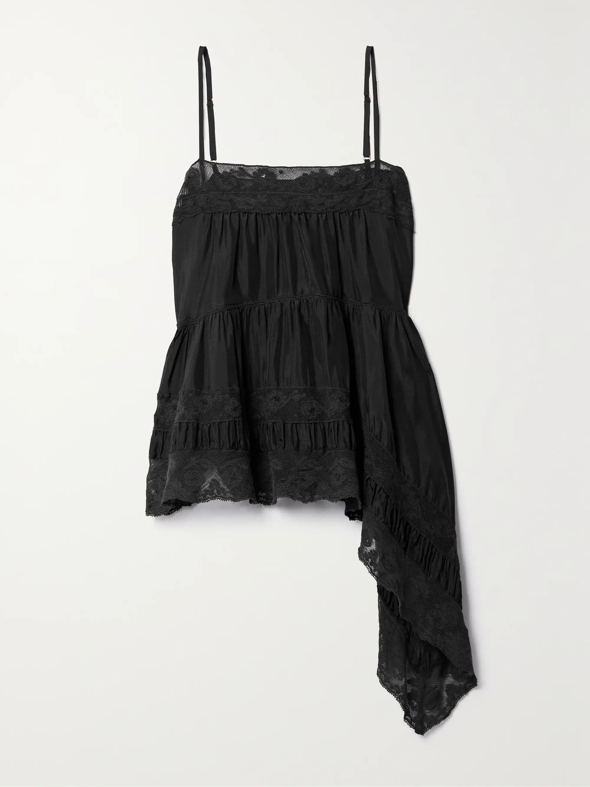 Setta asymmetric lace-trimmed silk camisole | NET-A-PORTER (US)