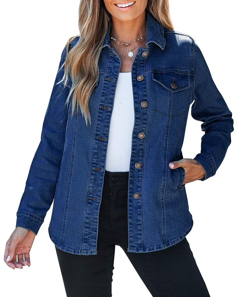 luvamia 2025 Jean Jackets for Women Fashion Denim Jacket Western Oversized Shacket Jacket Button ... | Amazon (US)