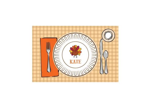 Thanksgiving placemat, Turkey placemat, Personalized placemat, Laminated placemat, Thanksgiving a... | Etsy (US)