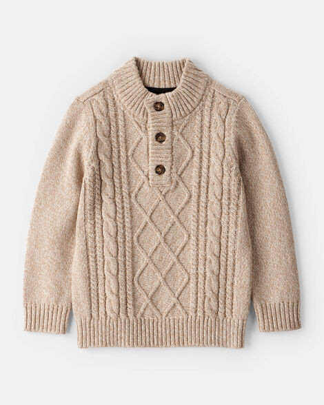 Toddler Boy Cable-Knit Long-Sleeve Sweater - Tan | Carter's Inc