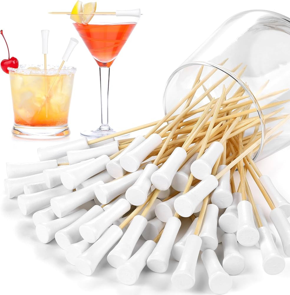 Aodaer 100 Pieces Golf Bamboo Cocktail Picks 4.7 Inch Decorative Sports Ball End Cocktail Skewers... | Amazon (US)