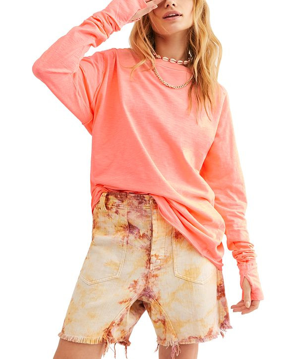 Free People Arden Solid Long-Sleeved T-Shirt   & Reviews - Tops - Women - Macy's | Macys (US)