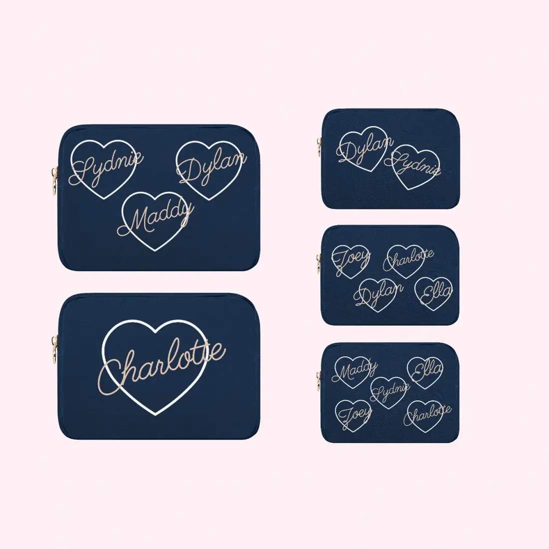 Hand Embroidered Custom Heart Large Pouch | Stoney Clover Lane