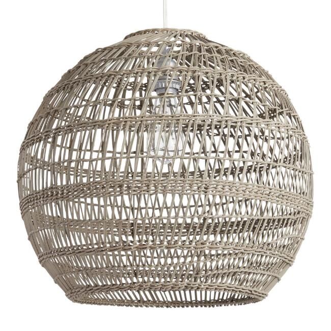 Round Gray Bamboo Basketweave Pendant Shade | World Market