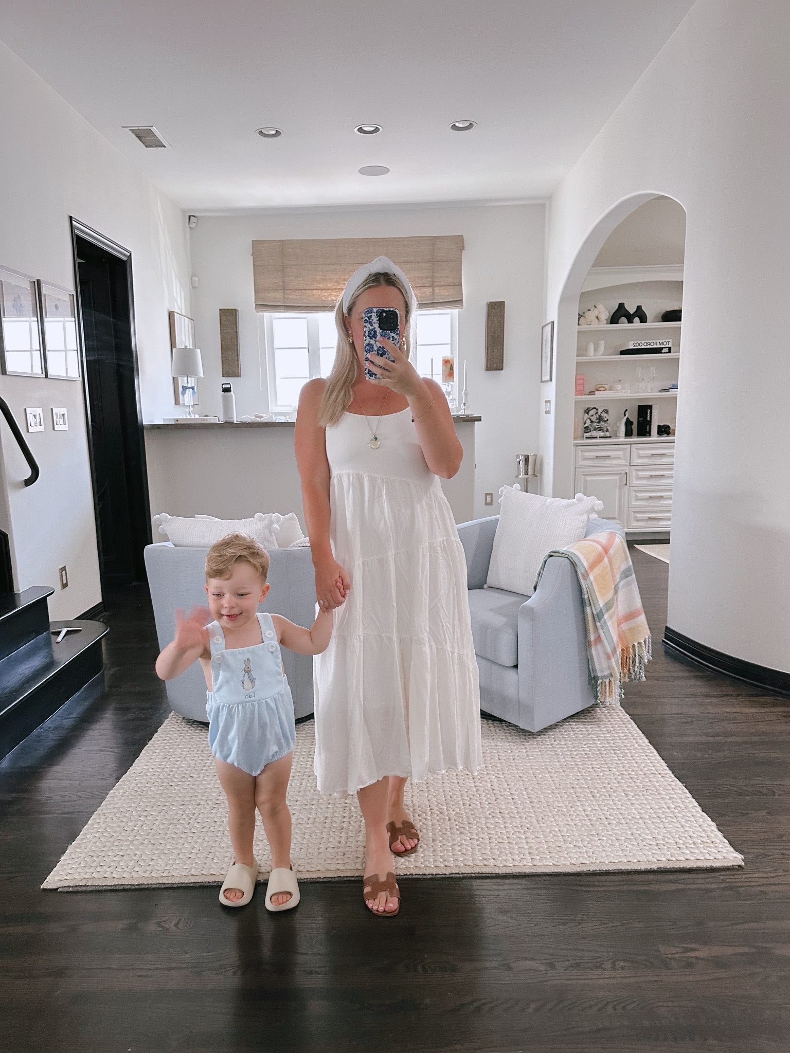 White maxi / midi dress from
Amazon, fits tts. FYI shrinks in dryer 😂 hence why shorter, but still love it!

Headband on sale + use code candy for more discount 

Baby boy Peter rabbit romper, I got his monogrammed 

Toddler boy sandals fit TTS, Leo loves these! They Velcro by the ankle 

Also linked my fav strapless bra ATM, fits well, stays up and gives great support. 

#LTKBaby #LTKFamily #LTKKids