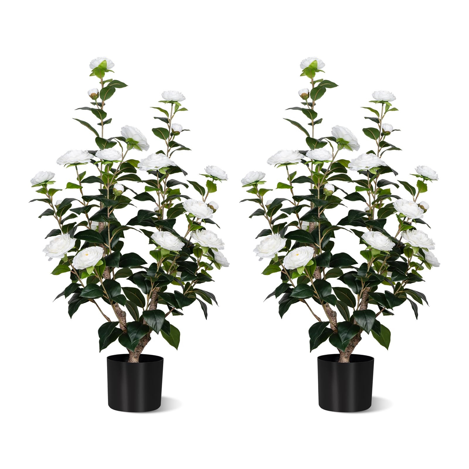 Artificial Camellia Tree, 35" Flower Plants Artificial Tree, Faux Floral Blooming Flower | Amazon (US)