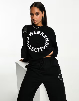 ASOS Weekend Collective co-ord oversized sweatshirt with logo in black | ASOS (Global)