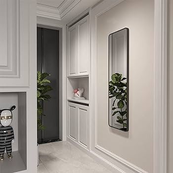 Giftgarden 47”x14” Black Full Length Mirror Aluminum Alloy Framed, Sleek Long Full-Body Metal... | Amazon (US)