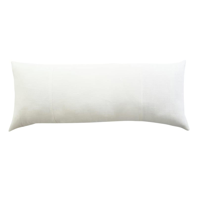 Crosby St. White Cotton Slub & Velvet Throw Pillow, 14x36 | At Home
