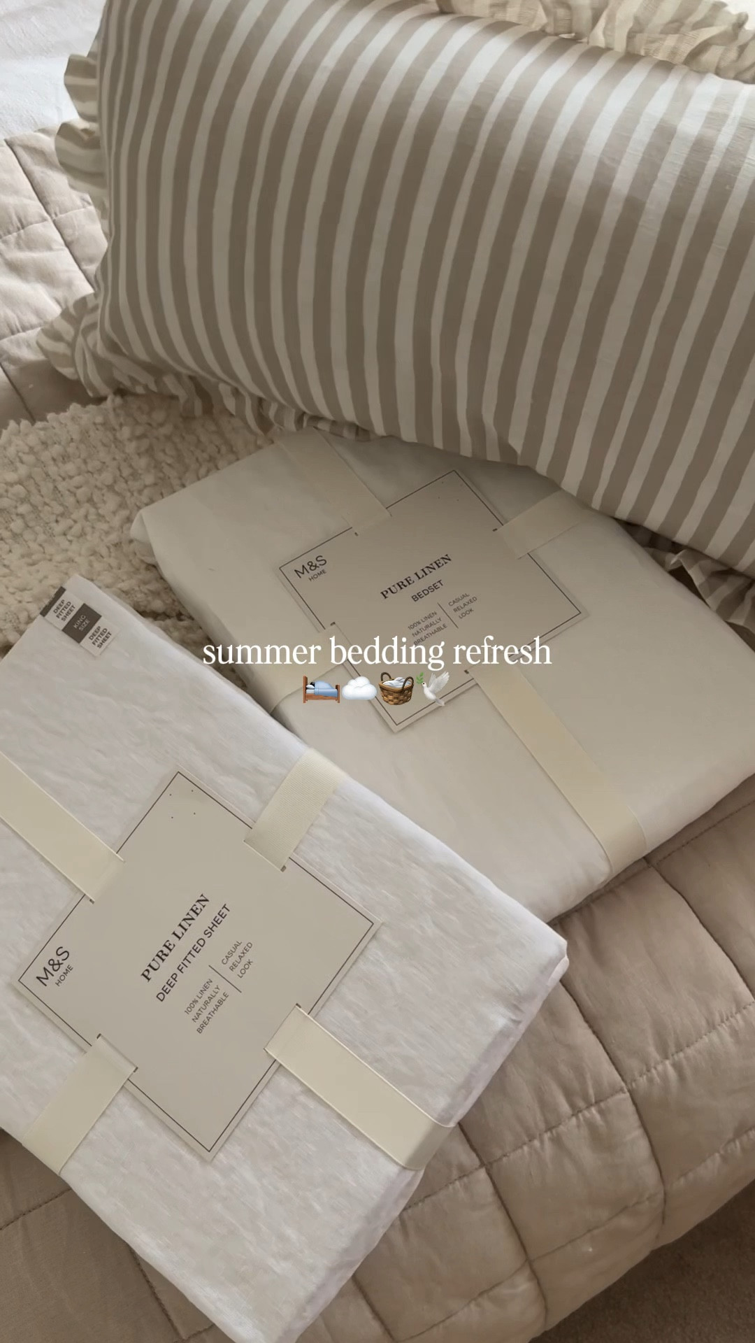 Summer bedding refresh all from Marks & Spencer 🫶🏻🧺 🛌

Linen bed sheet, striped cushion, summer home decor, summer at home, white bed sheets 

#LTKuk #LTKhome #LTKsummer