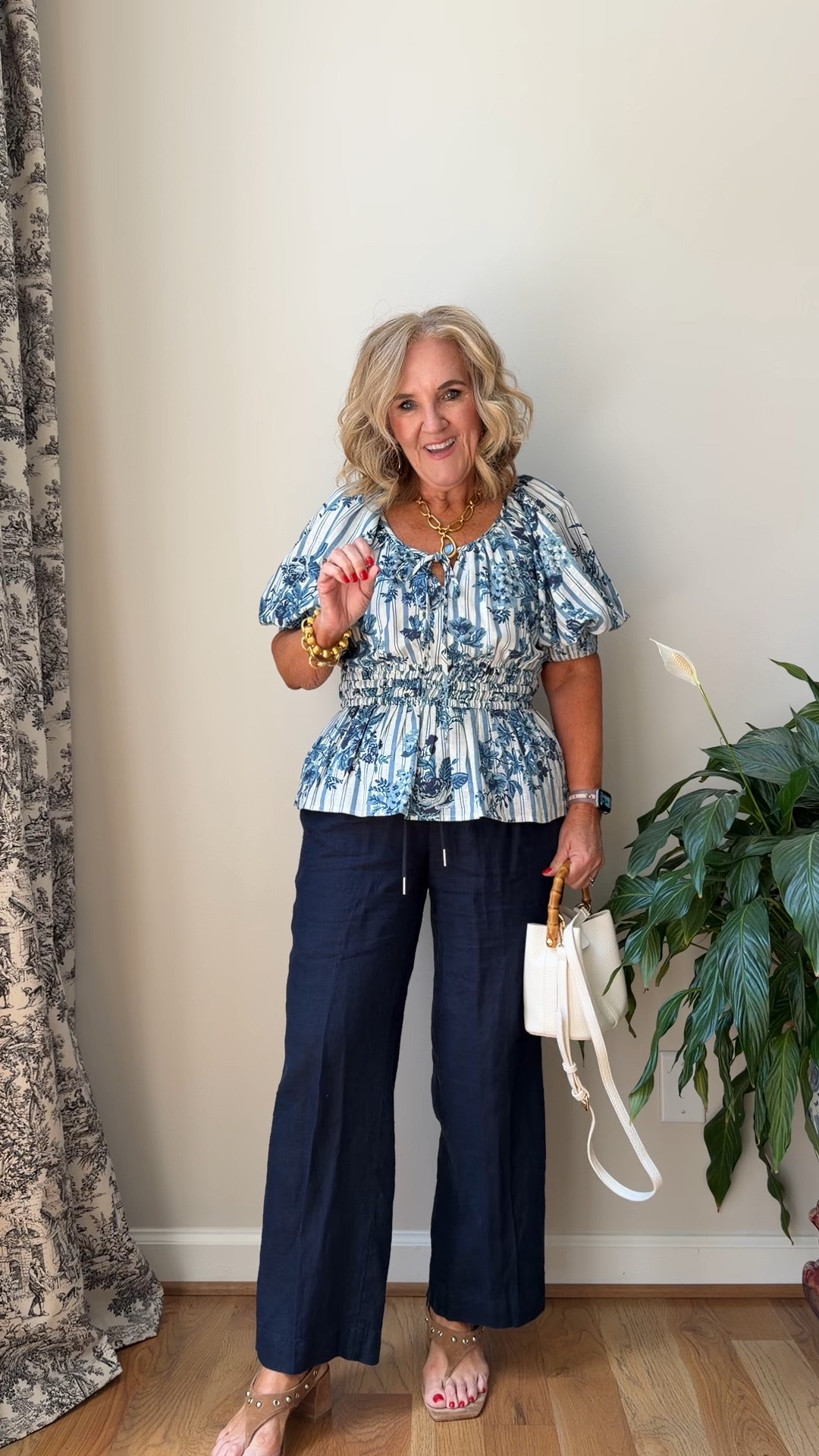 Quince Navy linen medium 
Belt med 
Anthro top med available in a new color 
Bag 10% off with code NANETTE
White skirt med short 
Julie Vos sample sale necklace earrings and bracelets!

#LTKOver40 #LTKootd #LTKMidsize

#LTKOver40 #LTKootd #LTKPetite