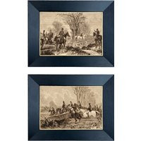 Set Of Two Equestrian Fox Hunt Prints Behind Glass, Art, English Equestrian, Country, Gallery Wall Framed Art | Etsy (US)