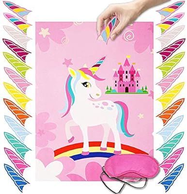 Pin The Horn on The Unicorn Party Game Birthday Party Favor Games Unicorn Party Supplies Kids Par... | Amazon (US)