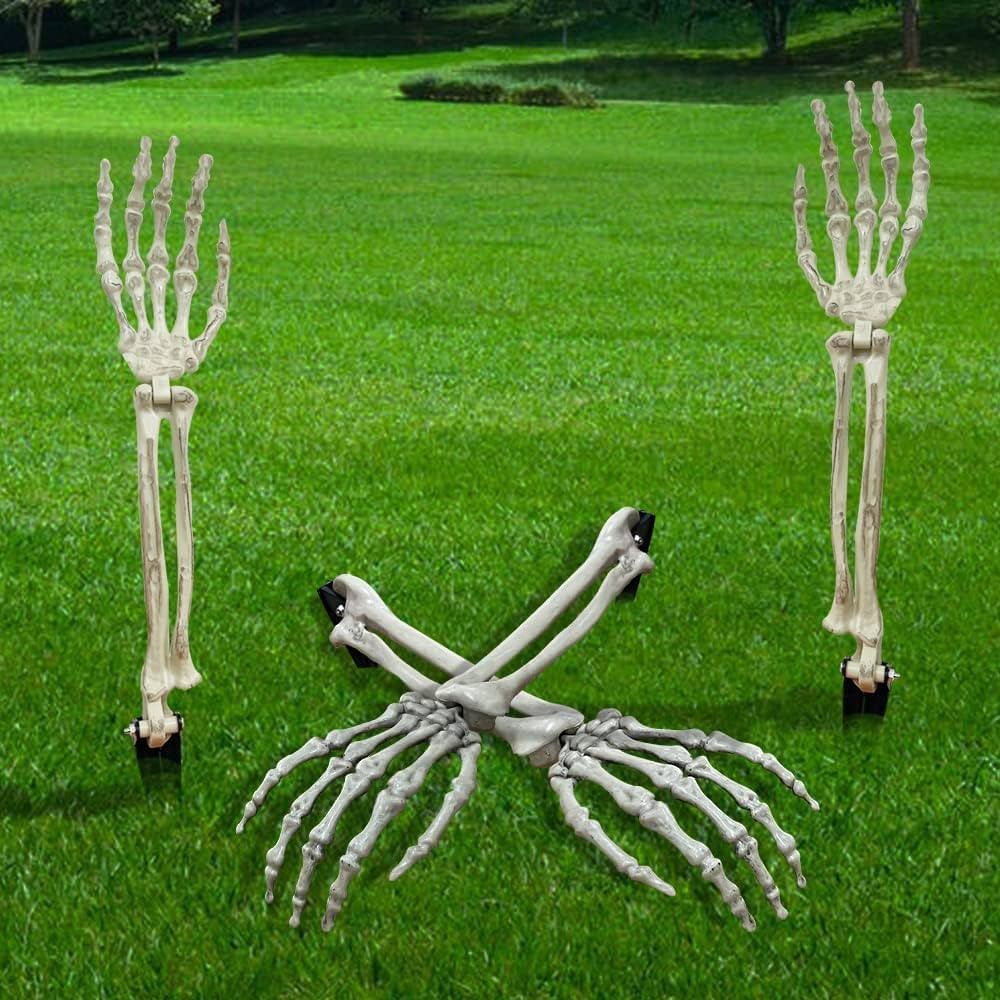 Wocst Realistic Looking Skeleton Stakes Severed Plastic Skeleton Hands Yard Signs for Halloween Prop | Amazon (US)