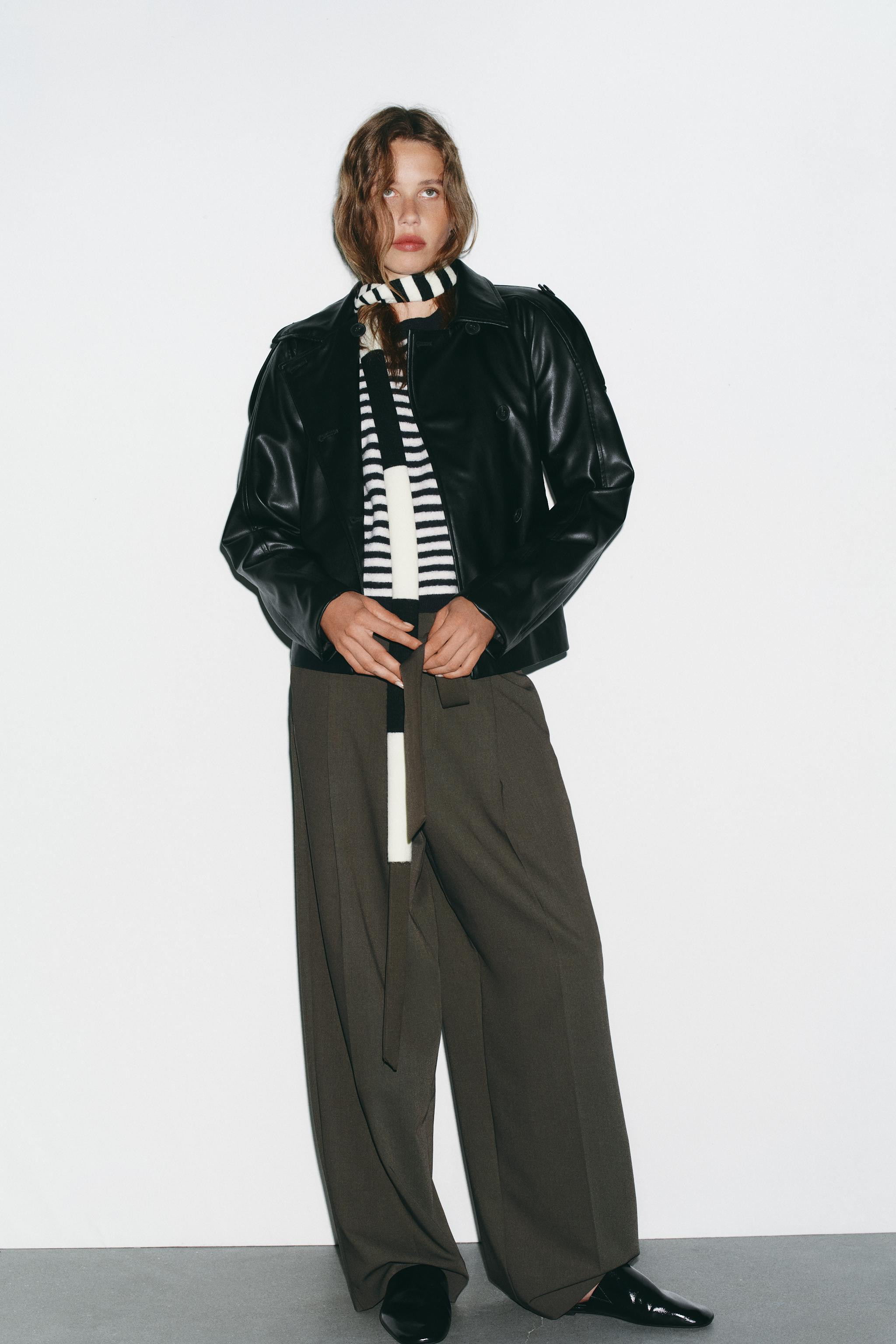 SHORT FAUX LEATHER TRENCH COAT | Zara UK