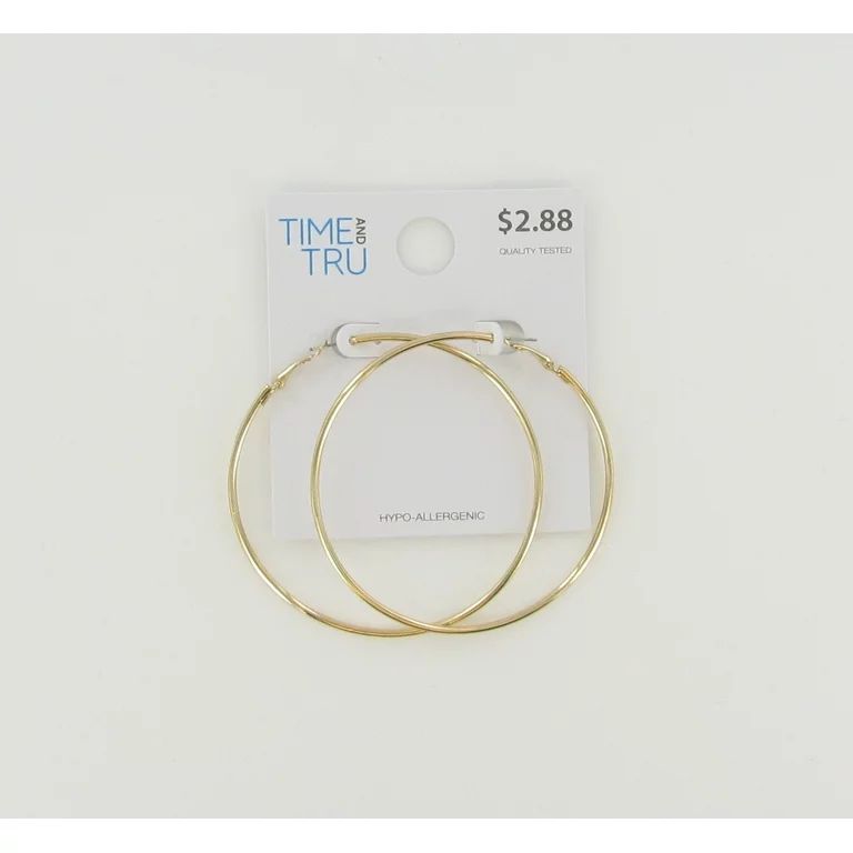 Time and Tru Clutchless Large Gold Hoop Earring | Walmart (US)