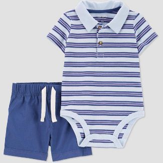 Carter's Just One You® Baby Boys' Striped Polo Top & Bottom Set - Blue | Target