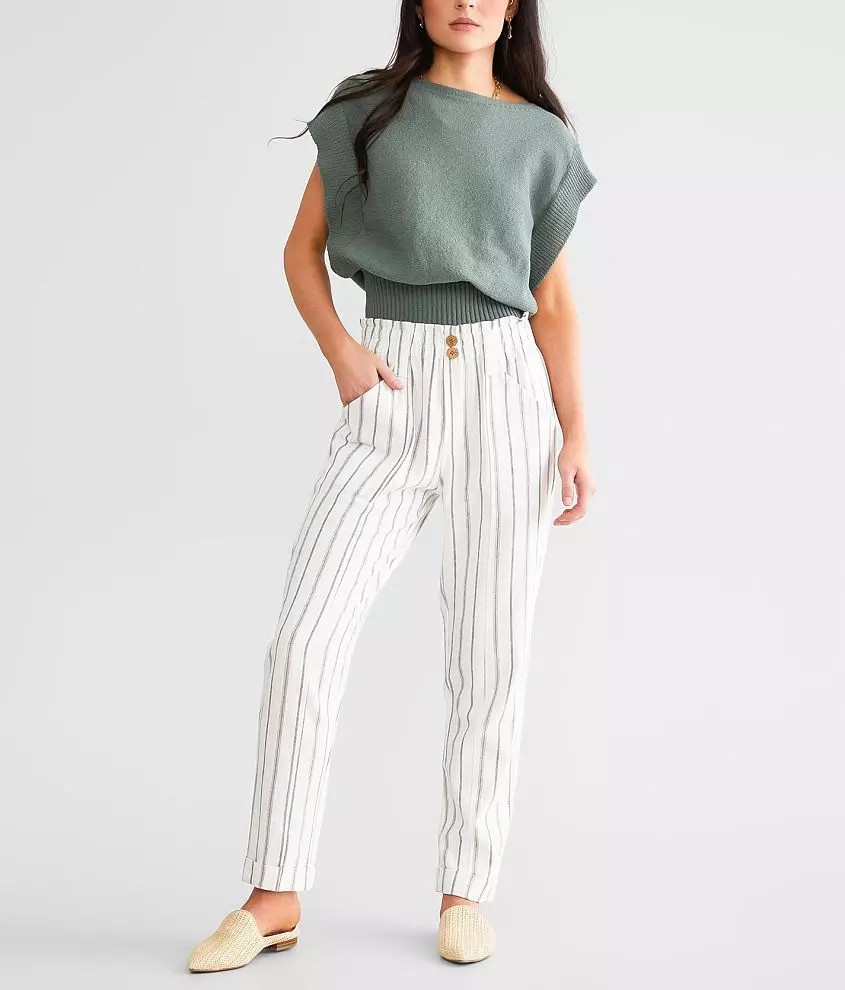 Fashion Stretch Paperbag Pant | Buckle