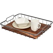 iDesign The Ría Safford Collection Acacia Wood and Wire Serving Tray, 14.5" x 7.5" x 3.2" | Amazon (US)
