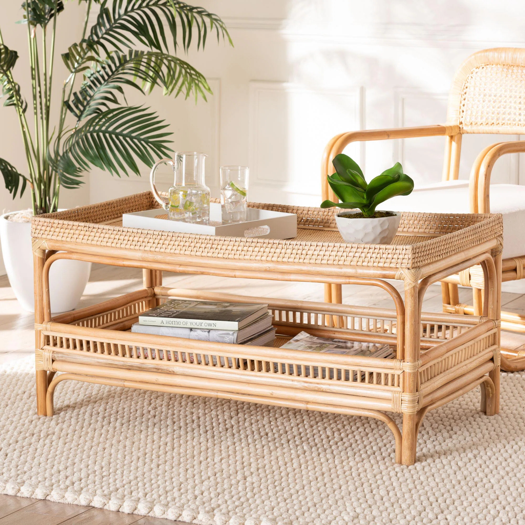 Bartolome Bali & Pari Lombok Modern Bohemian Natural Rattan Coffee Table | Wayfair North America