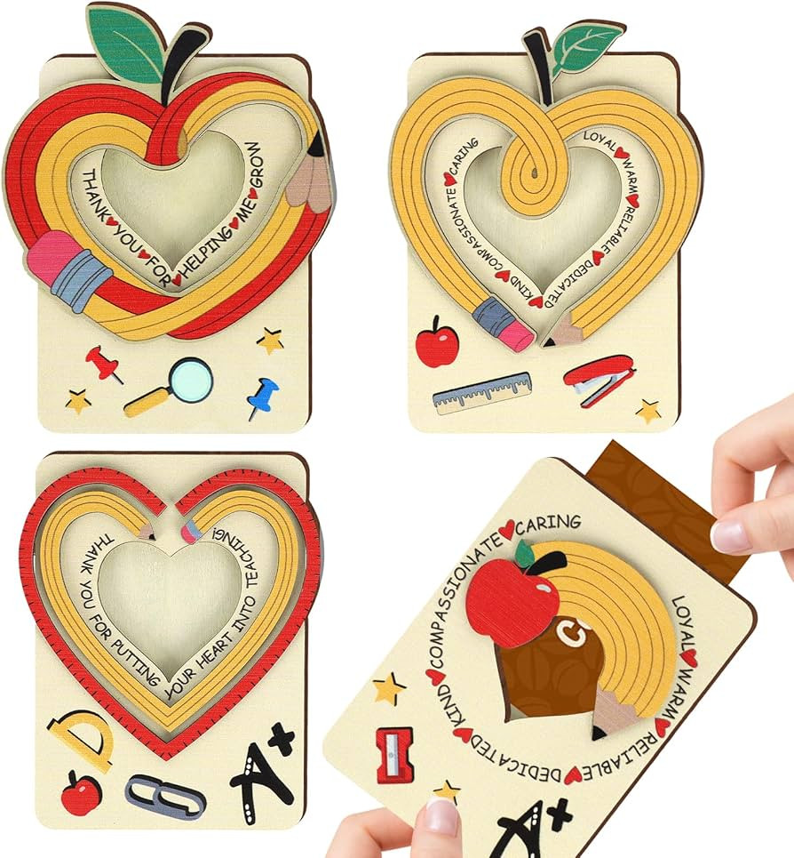 PAIVSUN 4Pcs Teacher Appreciation Gifts Card Holder, Wooden Teachers Thank You Gift Card Holder f... | Amazon (US)
