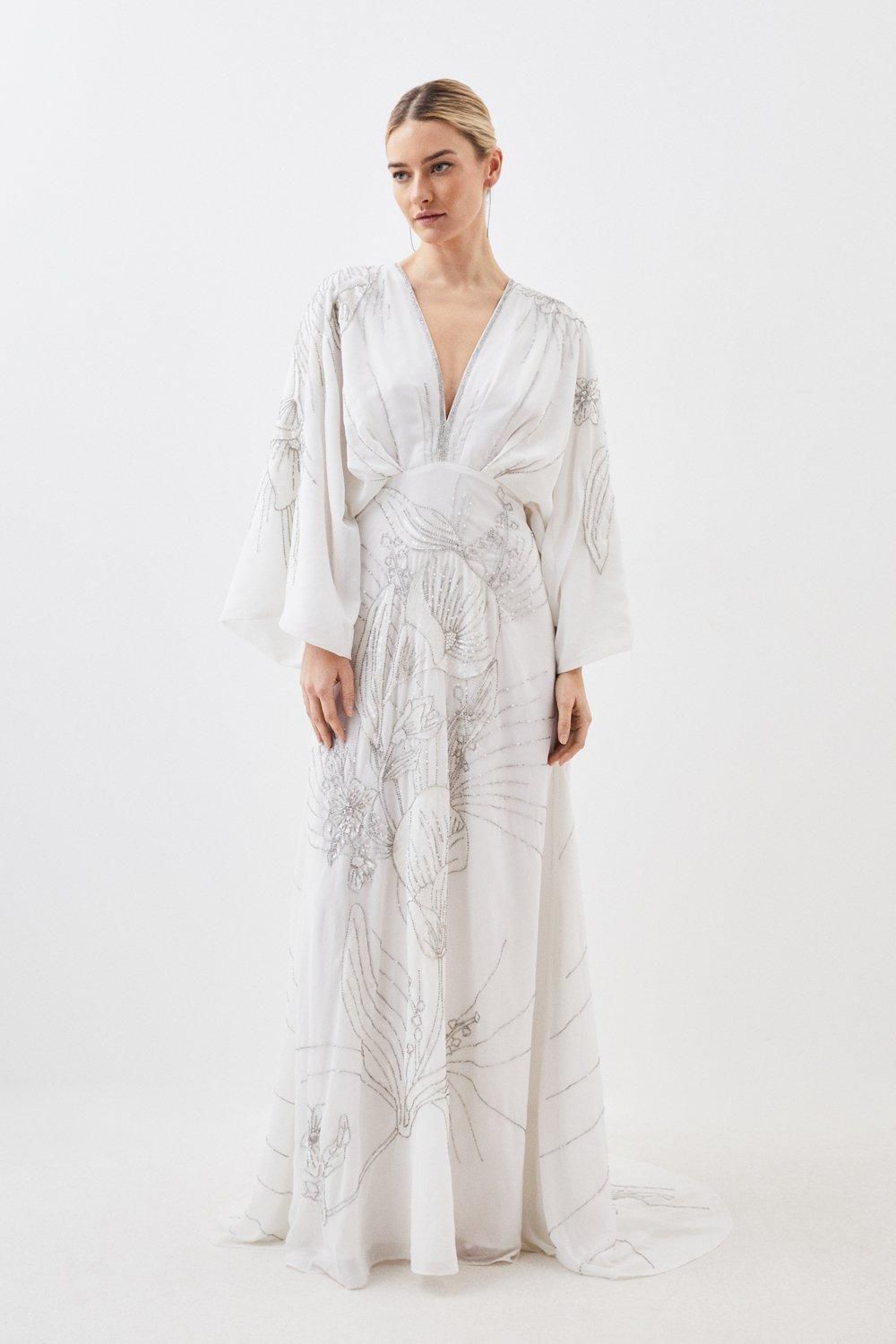 Petite Plunge Applique Woven Maxi Dress | Karen Millen UK + IE + DE + NL
